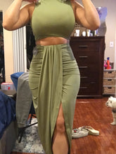 將圖片載入圖庫檢視器 Two Piece Sleeveless Crop Top Summer Skirt