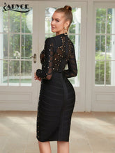 Carica l'immagine nel visualizzatore di Gallery, Studded Button Black Beading Bandage Dress