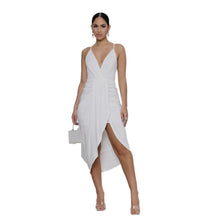 गैलरी व्यूवर में इमेज लोड करें, 2021 Summer New Casual Purple Chiffon Lace Up Backless Bohemia Split Maxi Sun Dress for Women Pleated Sling Casual Women's Dress