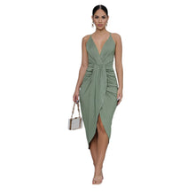 गैलरी व्यूवर में इमेज लोड करें, 2021 Summer New Casual Purple Chiffon Lace Up Backless Bohemia Split Maxi Sun Dress for Women Pleated Sling Casual Women's Dress