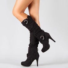 将图片加载到图库查看器,Knee High High Heel Round Toe Boots