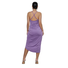 गैलरी व्यूवर में इमेज लोड करें, 2021 Summer New Casual Purple Chiffon Lace Up Backless Bohemia Split Maxi Sun Dress for Women Pleated Sling Casual Women's Dress