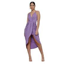 गैलरी व्यूवर में इमेज लोड करें, 2021 Summer New Casual Purple Chiffon Lace Up Backless Bohemia Split Maxi Sun Dress for Women Pleated Sling Casual Women's Dress