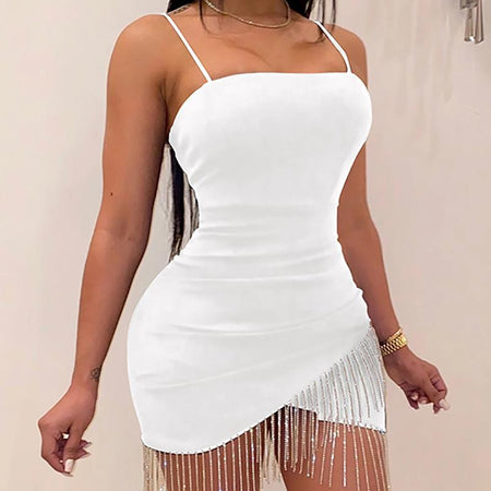Tassel Split Sleeveless Bodycon Dress