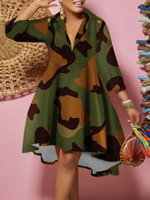 गैलरी व्यूवर में इमेज लोड करें, Fashion Print Loose Camouflage Irregular Dress