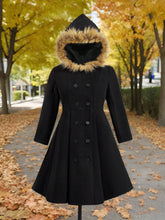 將圖片載入圖庫檢視器 Plus Size Tweed Trench Hooded Coat