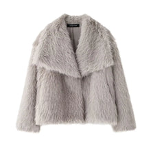 將圖片載入圖庫檢視器 Faux Fur Coat Long Sleeve Front Snap-button Thick Coat