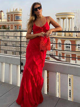 სურათის ჩატვირთვა გალერეის მნახველში, Elegant Deep V Neck Maxi Dress With Sexy Ruffles