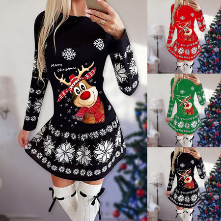 Long-sleeved Christmas Casual Sexy Dress
