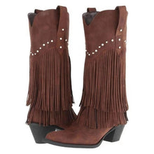 Carica l'immagine nel visualizzatore di Gallery, Thick Pointed Heel Tassel High Boots