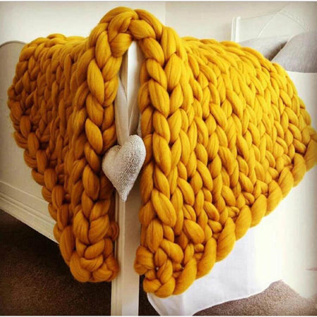 Thick knitted wool blanket
