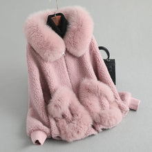 Carica l'immagine nel visualizzatore di Gallery, Winter Wool Warm Overcoat With Real Fox Fur