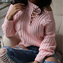 Carica l'immagine nel visualizzatore di Gallery, Stylish Oversized Knitted Off-Shoulder Pullover Sweater
