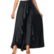 Carica l'immagine nel visualizzatore di Gallery, Chiffon Wide-Leg Ruffle Split Tie-Waist Maxi Skirt
