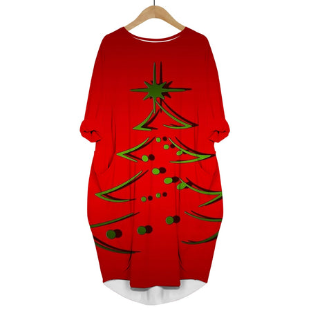 Long Sleeve 3D Print Christmas Dress