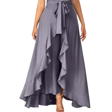 Carica l'immagine nel visualizzatore di Gallery, Chiffon Wide-Leg Ruffle Split Tie-Waist Maxi Skirt