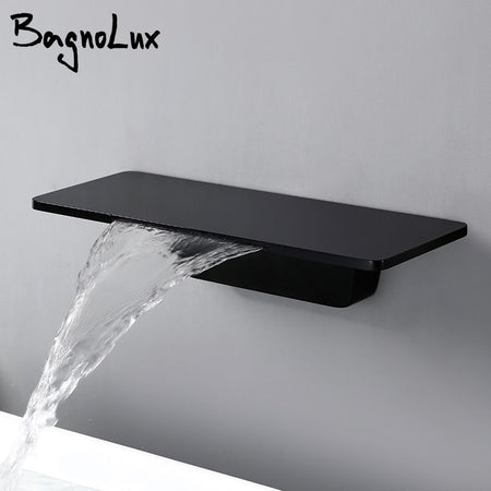 Waterfall Sink Faucet Shelf Basin Water Mixer Black Matte