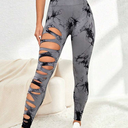 High Waist Tie Dye Hollow Out Sports/Gym Leggings