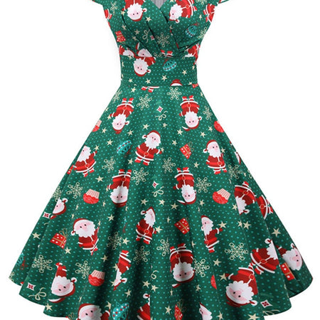Short Sleeve V Neck Elegant Christmas Party Dress