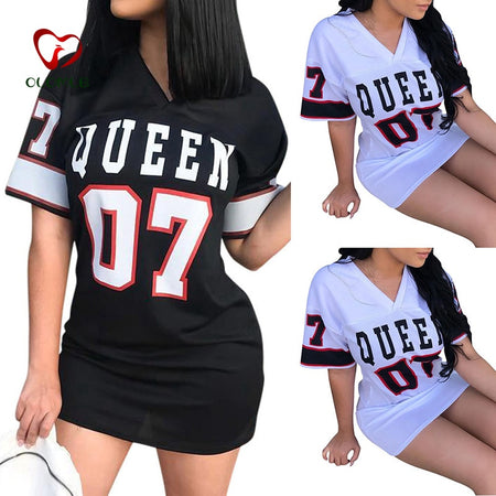 Queen Printed Long T Shirt Mini Dress