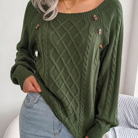 Knitted Acrylic Loose Long Sleeve Sweater