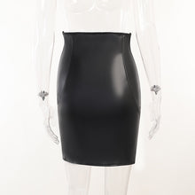 Load image into Gallery viewer, Irregular Faux Leather High Waist A-Line Zipper Skirt
