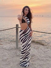 Load image into Gallery viewer, Transparent Zebra Print Beach Dress
