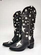 Carica l'immagine nel visualizzatore di Gallery, Western New Star Design Slip On Cowgirl Boots Black Brand
