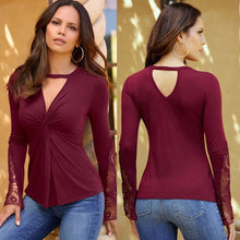 Carica l'immagine nel visualizzatore di Gallery, Lace Long Sleeve Casual V-neck