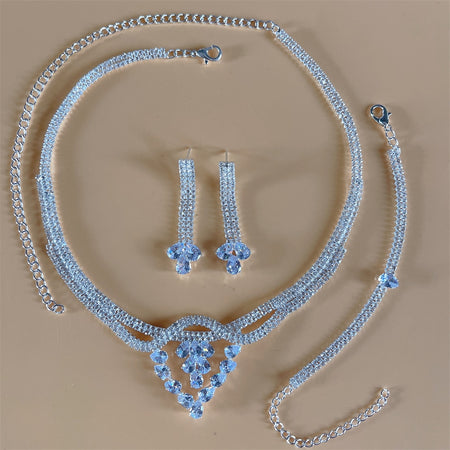 Silver Color Rhinestone Crystal Bridal Jewelry Sets