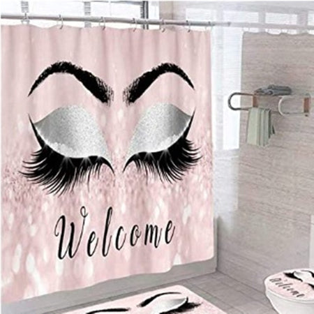 Stylish Rose Gold Eyelash Makeup Print Bath Curtain