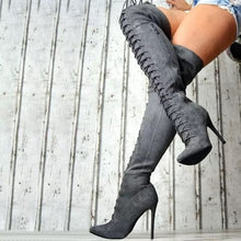 将图片加载到图库查看器,Warm Over The Knee Boots Sexy Fashion Lace Up Boots