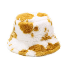 Cargar imagen en el visor de la galería, Winter Cow Print Plush Bucket Hat - Fashion Damsel