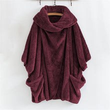将图片加载到图库查看器,Thick Plush Batwing Turtleneck Coat - Fashion Damsel