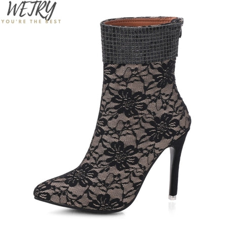 Flower Lace Hollow Peep Toe Heels