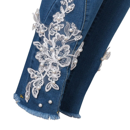 Printed Lace Stretch High Waist Legging jeans - Fashion Damsel