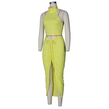 将图片加载到图库查看器,Pleated Sexy Backless Long Skirts Set