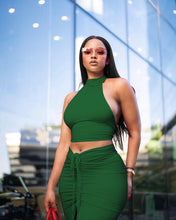 将图片加载到图库查看器,Pleated Sexy Backless Long Skirts Set