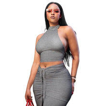 将图片加载到图库查看器,Pleated Sexy Backless Long Skirts Set