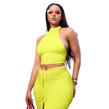 将图片加载到图库查看器,Pleated Sexy Backless Long Skirts Set