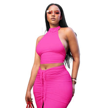 将图片加载到图库查看器,Pleated Sexy Backless Long Skirts Set