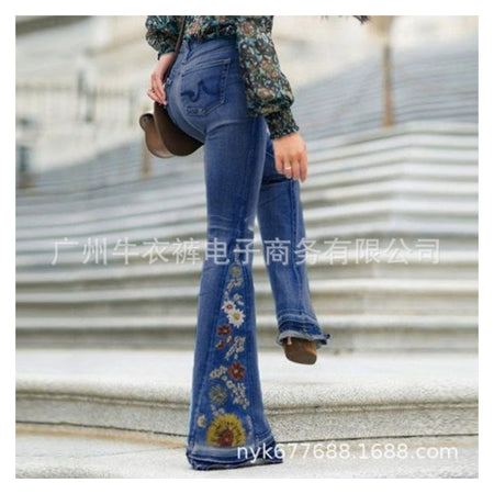 Wide Legged Denim Bell Bottom Pants