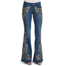 Carica l'immagine nel visualizzatore di Gallery, Vintage Embroidery Flare Denim Pants