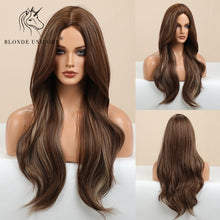 Load image into Gallery viewer, Long, Wavy Natural Synthetic Wig Ombre, Blonde & Brown