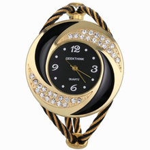 將圖片載入圖庫檢視器 Rhinestone Whirlwind Design Metal Weave Quartz Watch