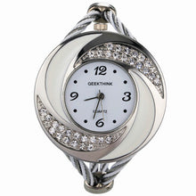 將圖片載入圖庫檢視器 Rhinestone Whirlwind Design Metal Weave Quartz Watch