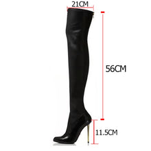 将图片加载到图库查看器,Leather Over The Knee Zipper Long Boots With Thin Heel - Fashion Damsel