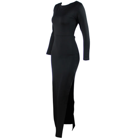 Sexy Halter Split Long-sleeved and Floor-length Dress - Fashion Damsel