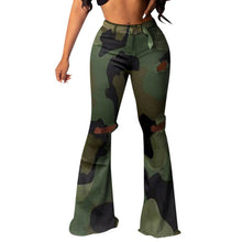 Carica l'immagine nel visualizzatore di Gallery, Army Style Plus Size High Waist Denim Bell Bottoms