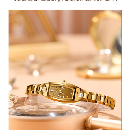 OLEVS Luxury Quartz Tungsten Steel Elegant Design Wristwatch